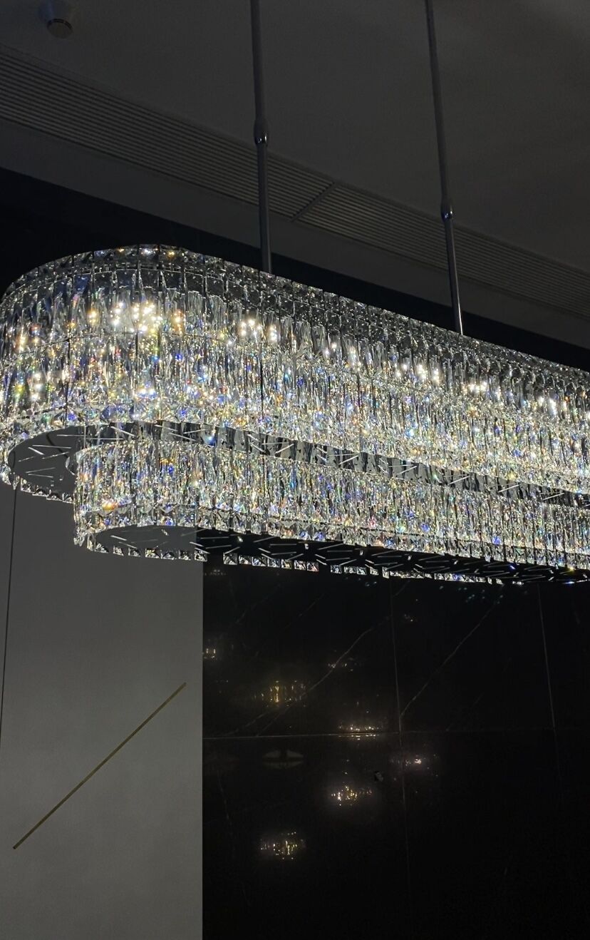 Stunning Modern Rectangle Ceiling Light Crystal Chandelier for Dining Table / coffee Table / living Room /