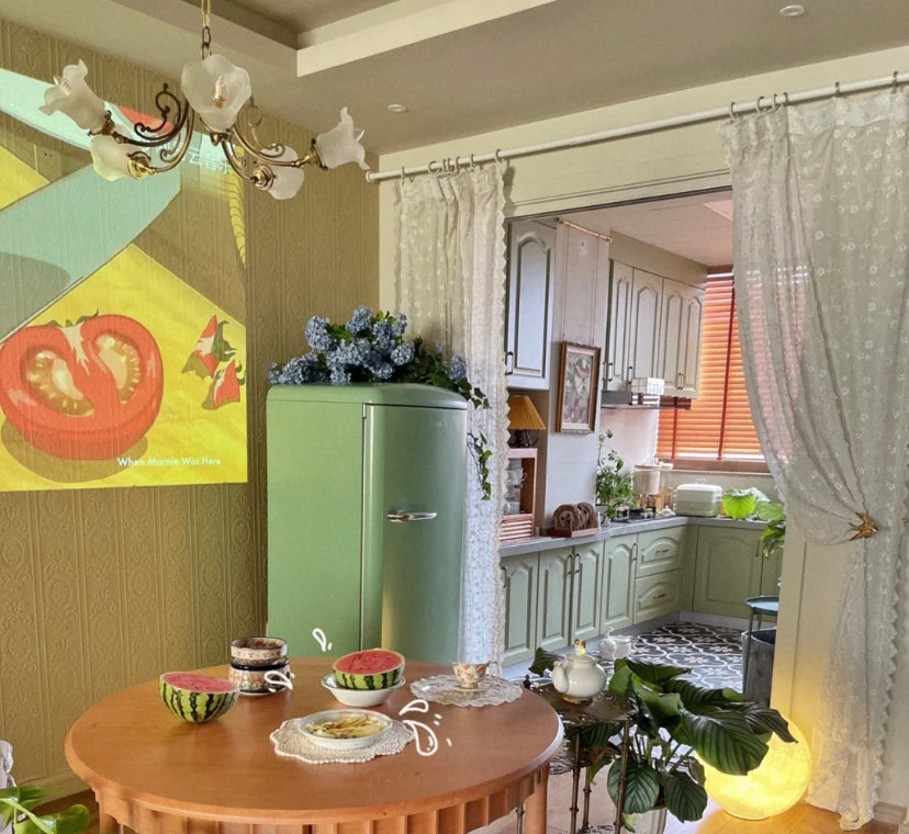 American Retro Vintage Flower Branch Glass and Copper Chandelier for Bedroom and Living Room