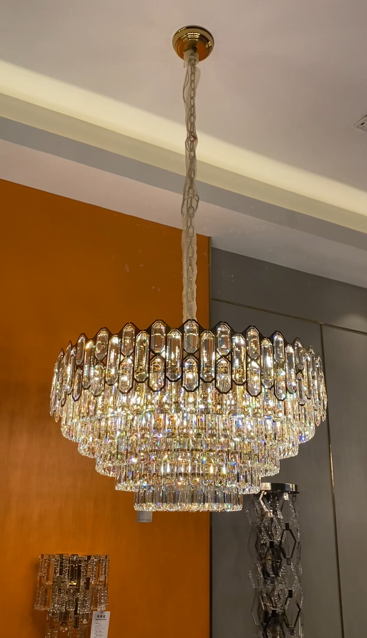 Modern Light Luxury Round / rectangle Crystal Chandelier Set for Living Room / dining Room / bedroom