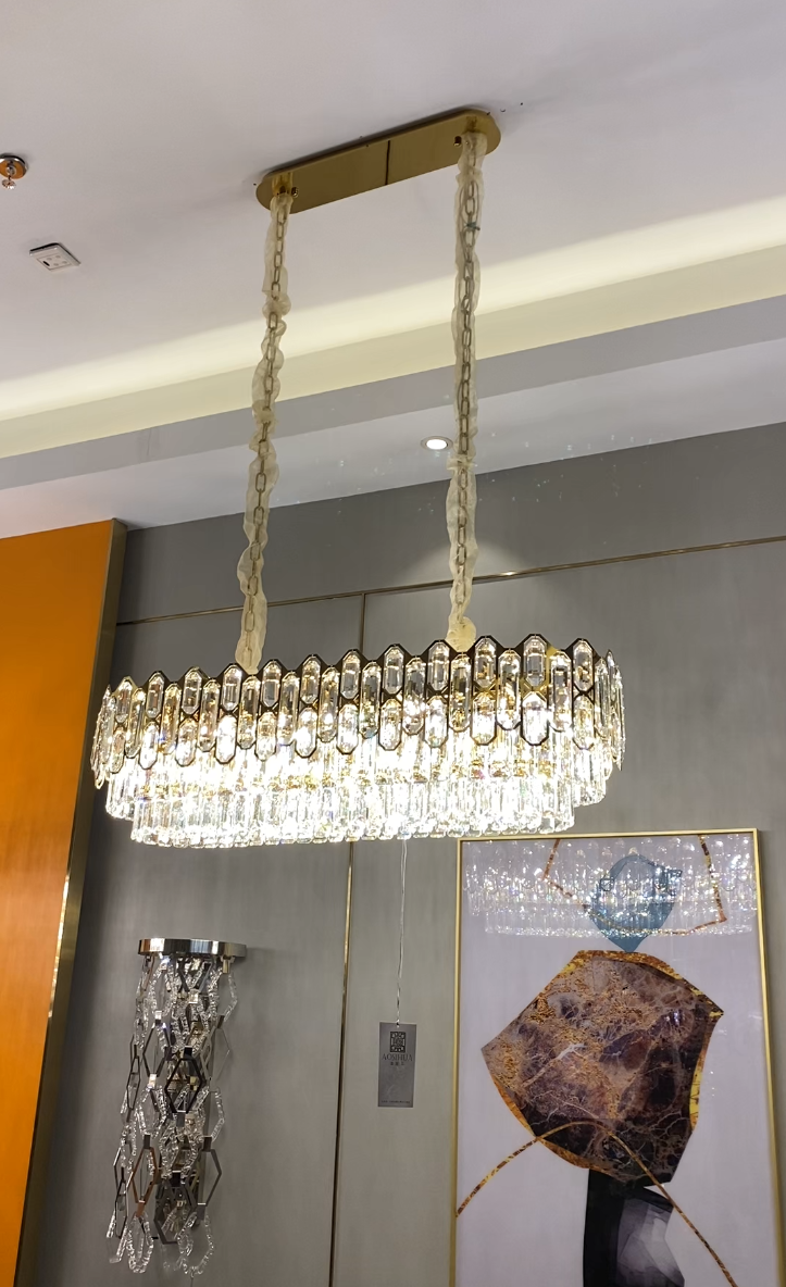 Modern Light Luxury Round / rectangle Crystal Chandelier Set for Living Room / dining Room / bedroom