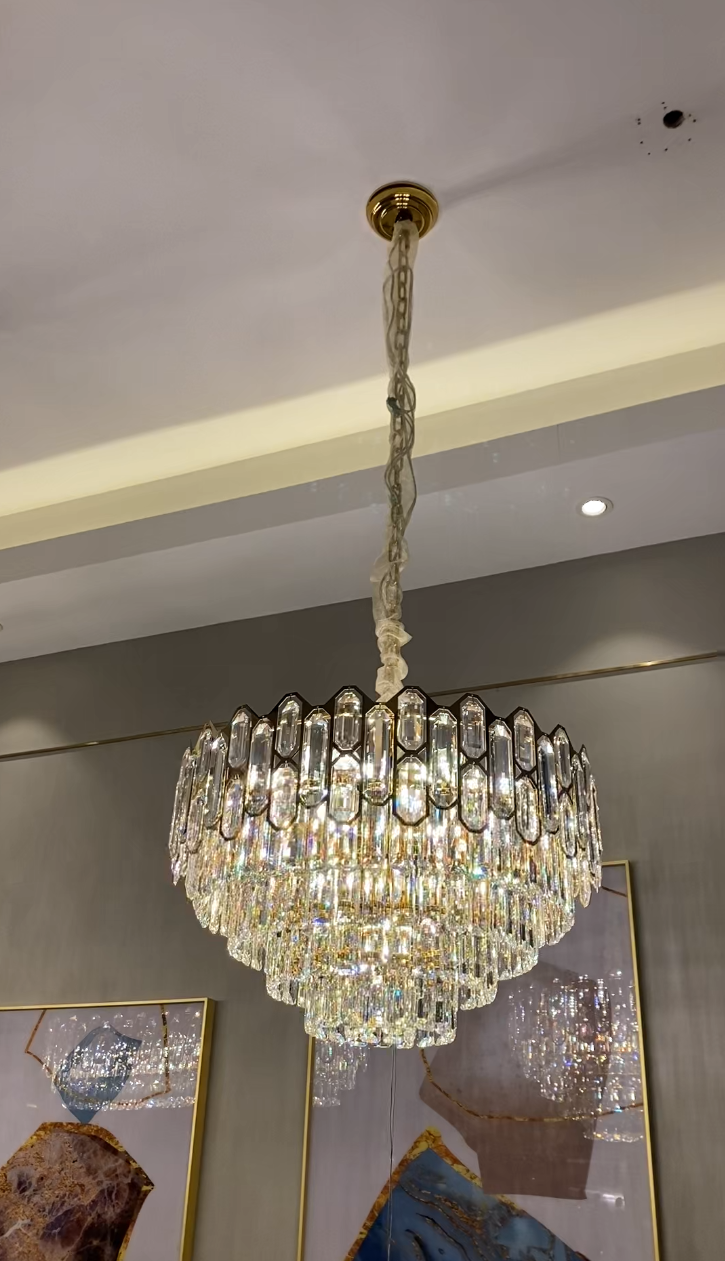 Modern Light Luxury Round / rectangle Crystal Chandelier Set for Living Room / dining Room / bedroom