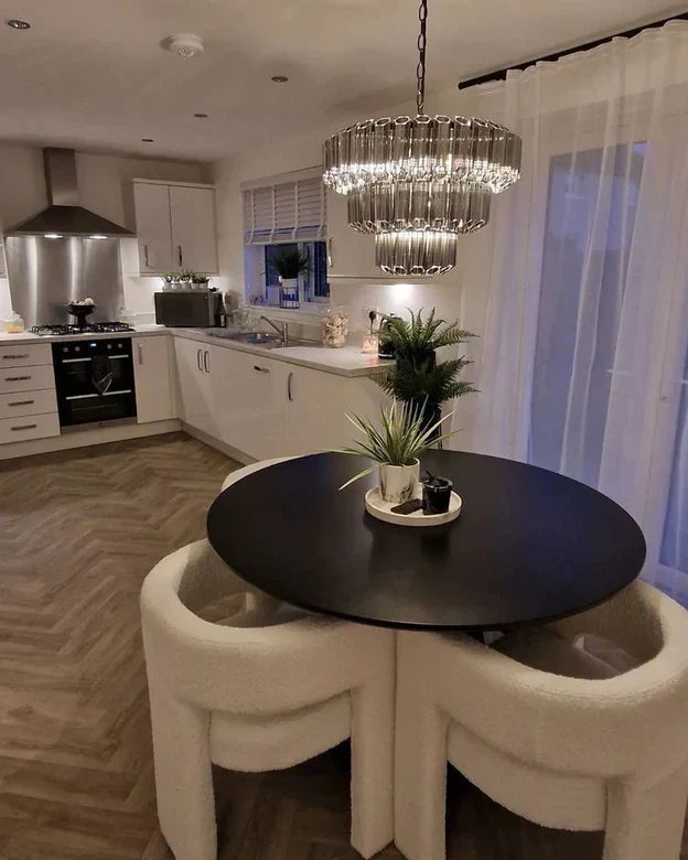 Modern Art Design 4 / 7-Light Smoky Gray / clear Layered Glass Chandelier