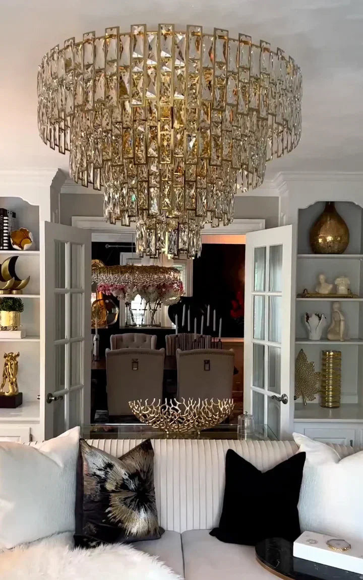 Multi-Tiered Crystal Flake Chandelier for Bedroom / living Room / dining Room