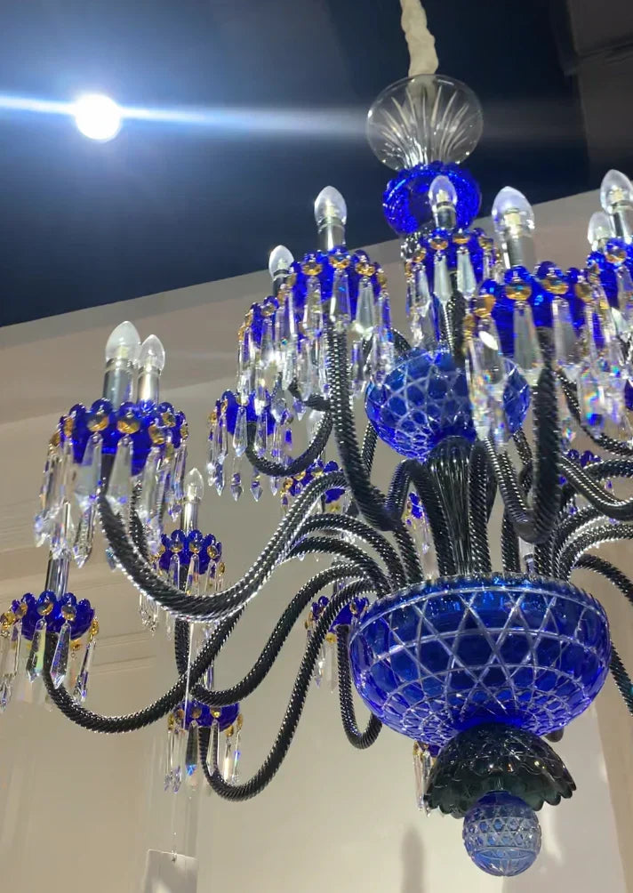 Luxury Candle Light Blue&black Crystal Chandelier for Bedroom