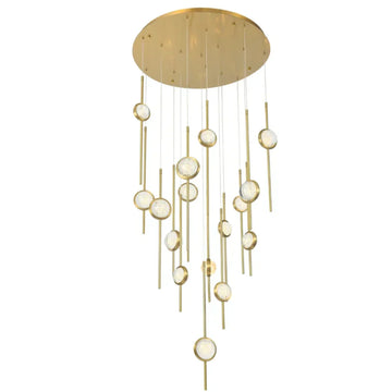 Modern Floating Galss Ball Brass Chandelier for High-Ceiling