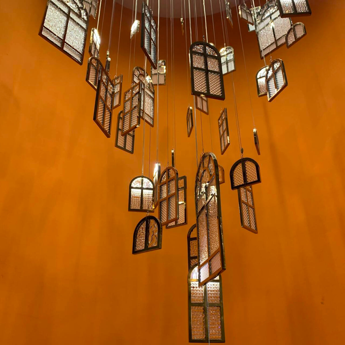 Modern Creative Round Floating Glass Windows Chandelier for Living Room / hotel / restaurant