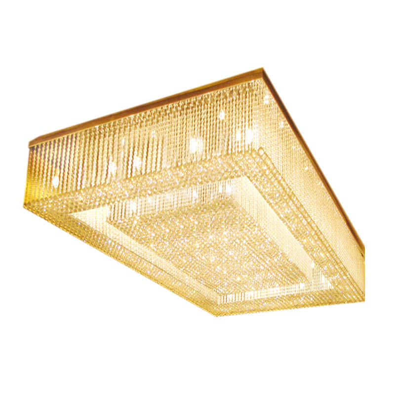 Rectangle Ceiling Mounted Crystal Chandelier