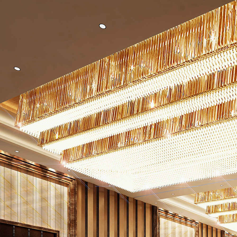 Rectangle Flush Mount Crystal Chandelier