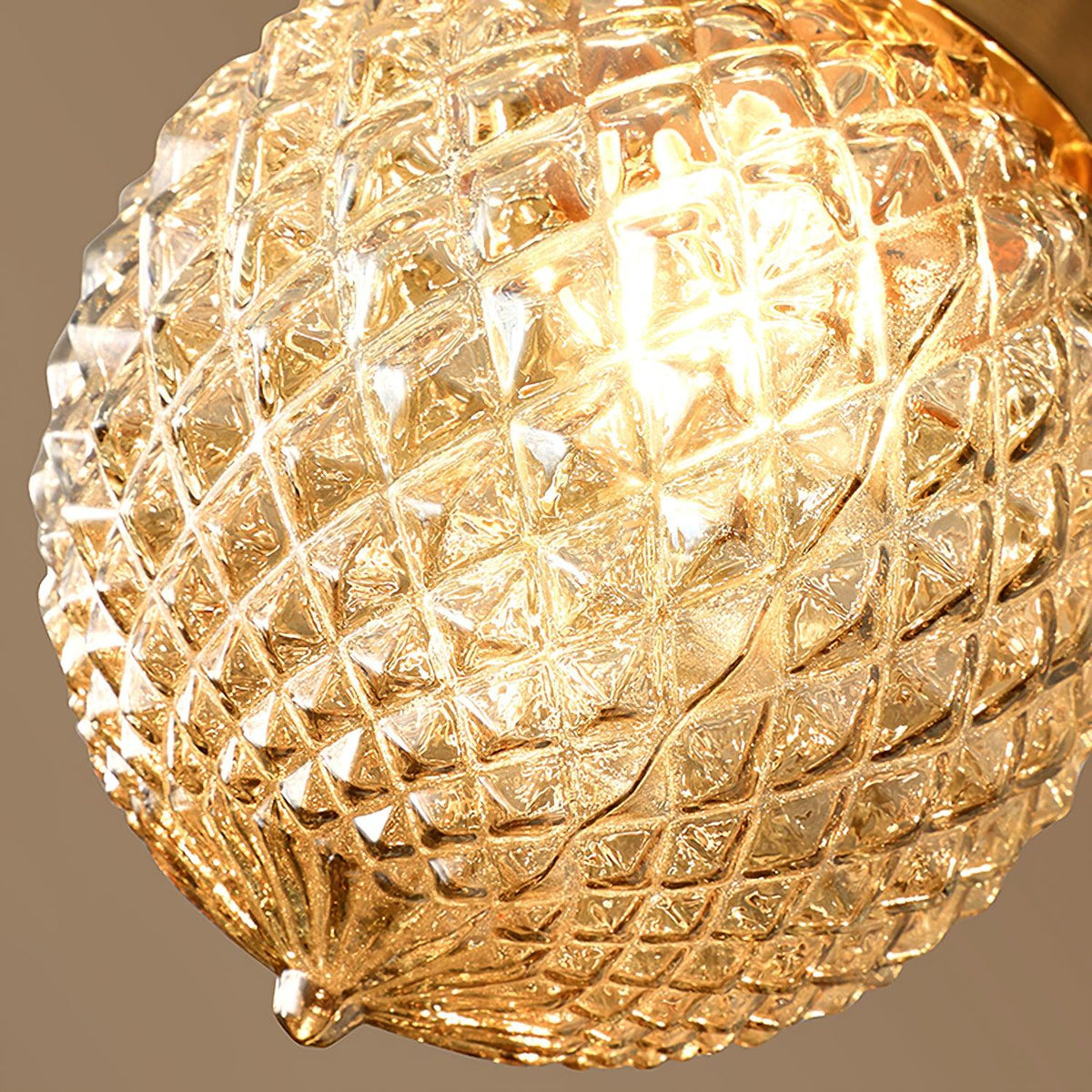 Reeded Globe Flush Ceiling Light