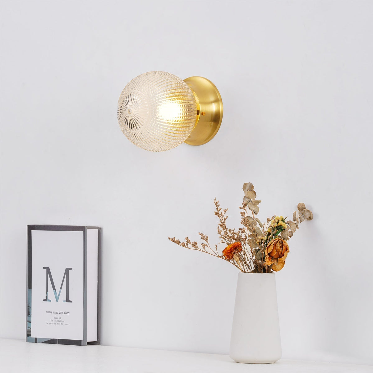 Reeded Globe Flush Ceiling Light