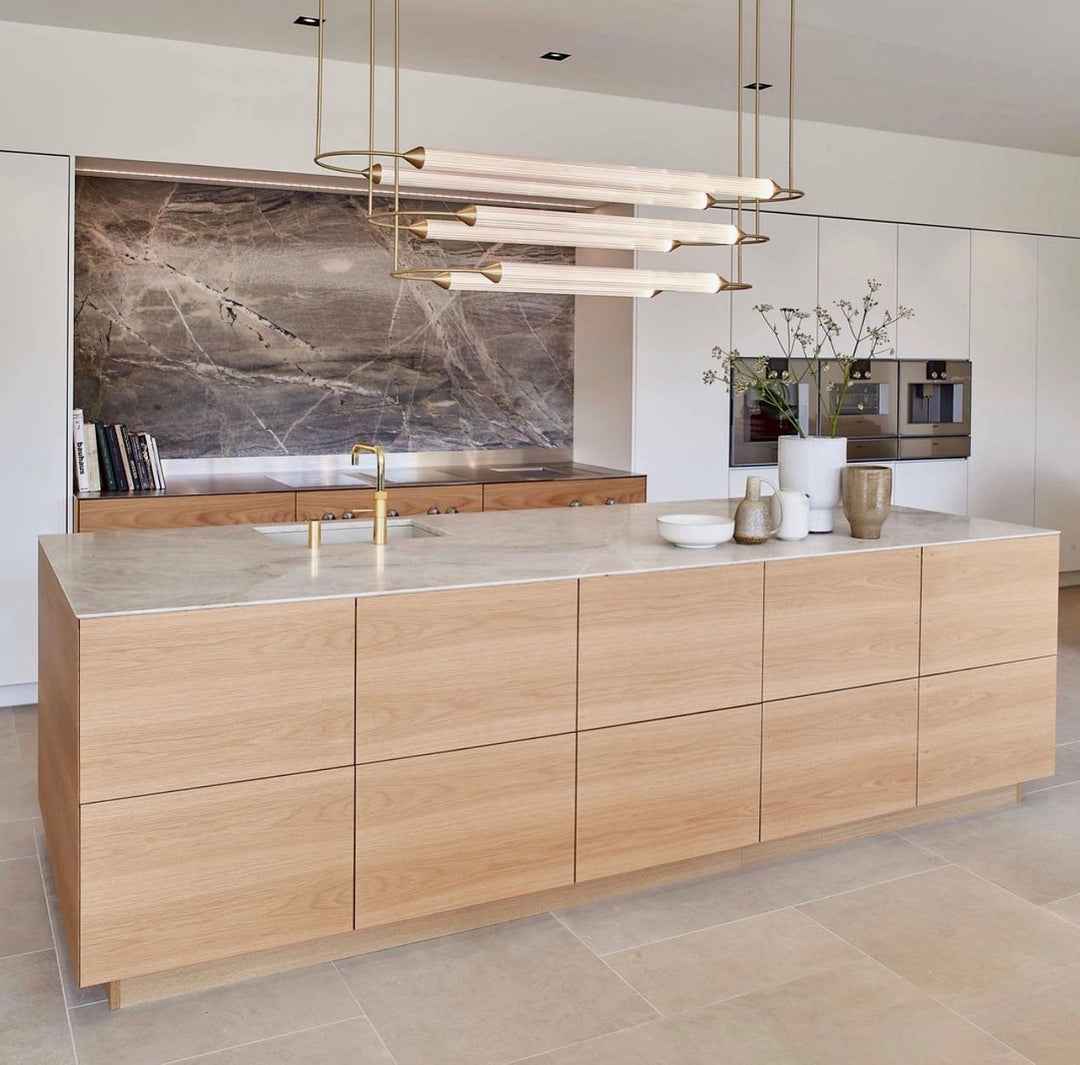 Minimalism Brass Ellipse LED Chandelier Horizontal Design for Kitchen Island and Dining Room