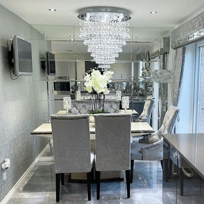Modern Flush Mount Crystal Raindrop Chandelier for Living / dining Room