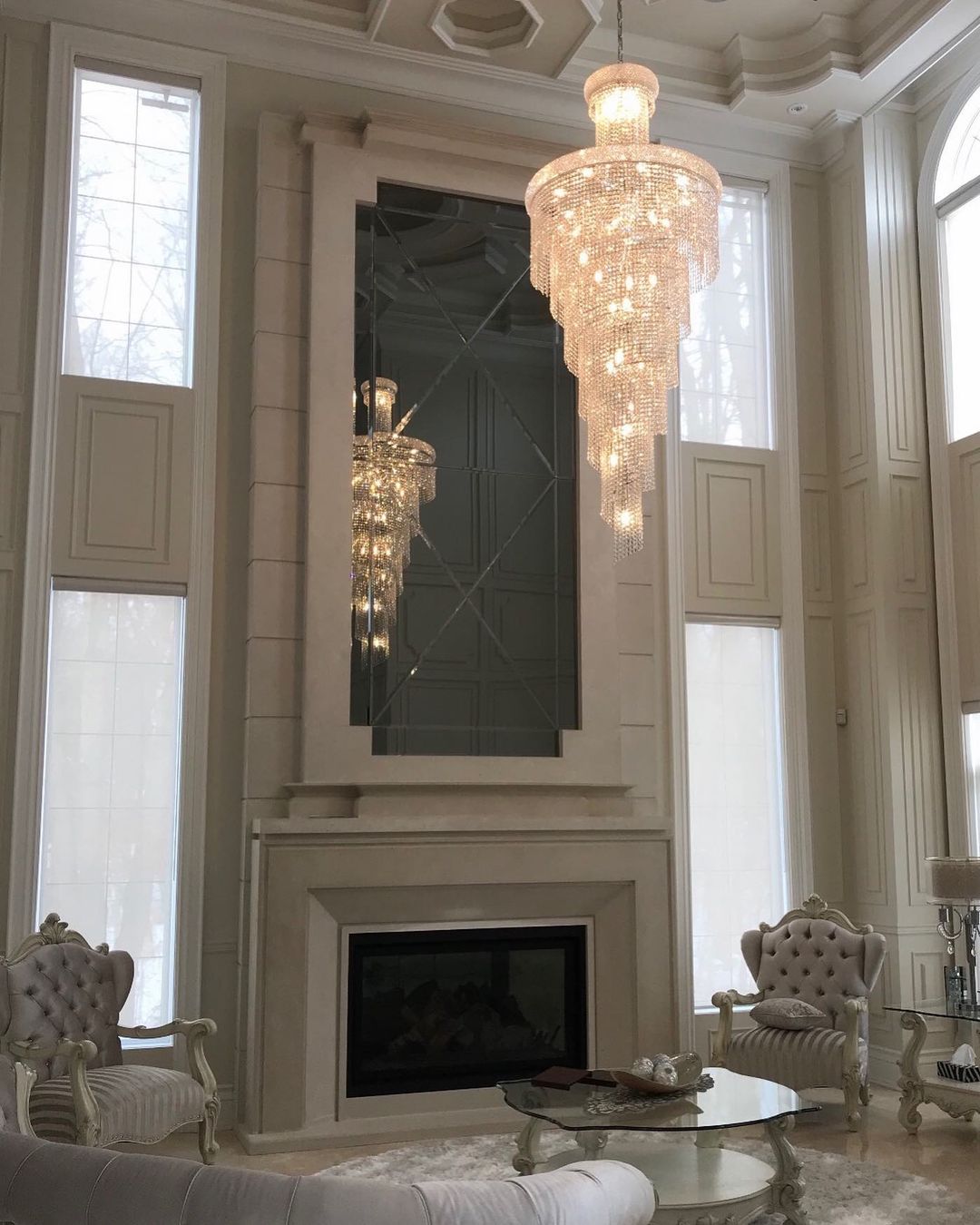 Extra Large Spiral Crystal and Metal Chandelier for Staircase Foyer Living Room