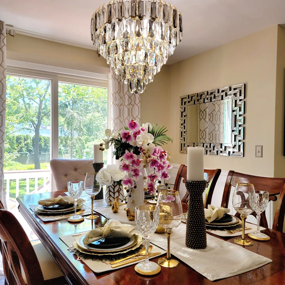 Modern Light Luxury Tiered Crystal Pendant Chandelier for Living / dining Room / bedroom