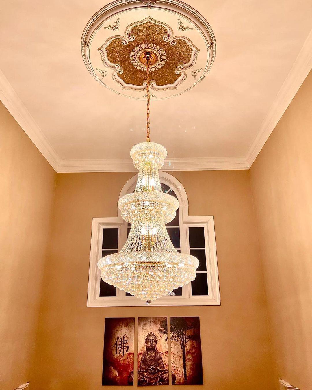Luxury French Empire Chandelier for Villa Hall Ceiling Three-Layers Crystal Light for Hotel Lobby
