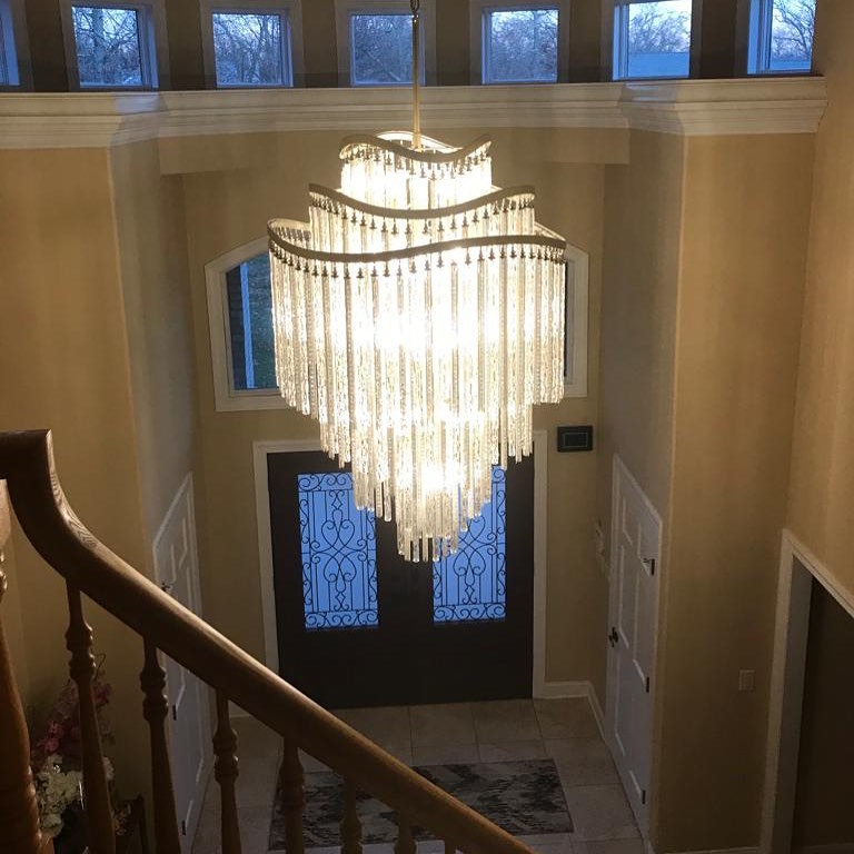 Huge Post-Modern Hollow Glass Tube Tassel Chandelier for Living Room / foyer / villa / stairs