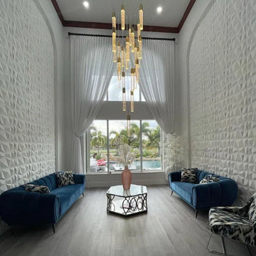 Modern Crystal Stick Chandelier with Glacier Bubble Design in Gold, Chrome, and Black Finish - High-Quality
