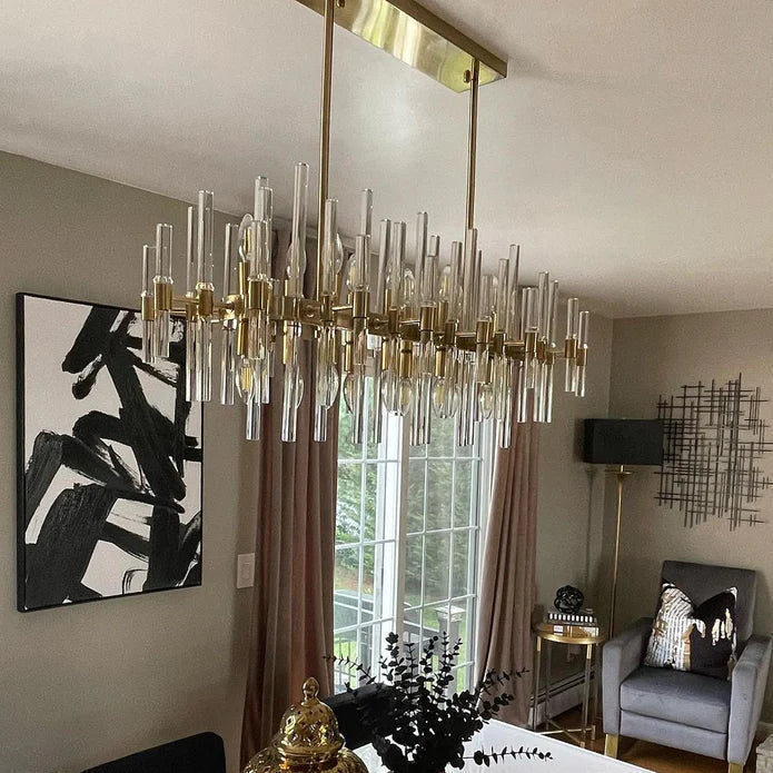 Modern Round Tiered Crystal Chandelier with Gold Finish and Metal Frame