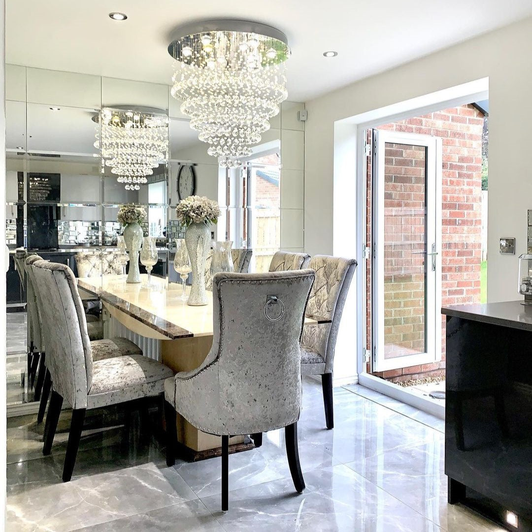 Modern Flush Mount Crystal Raindrop Chandelier for Living / dining Room