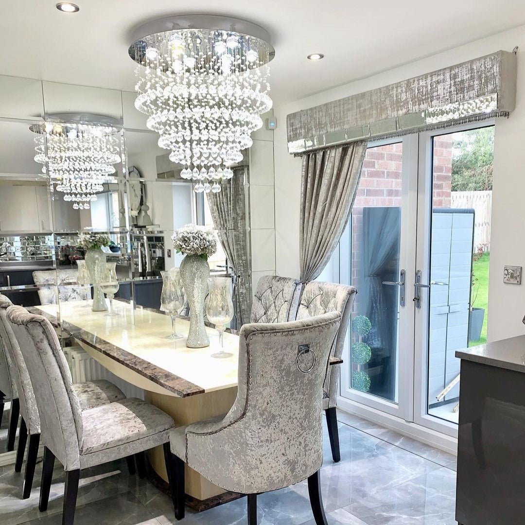 Modern Flush Mount Crystal Raindrop Chandelier for Living / dining Room
