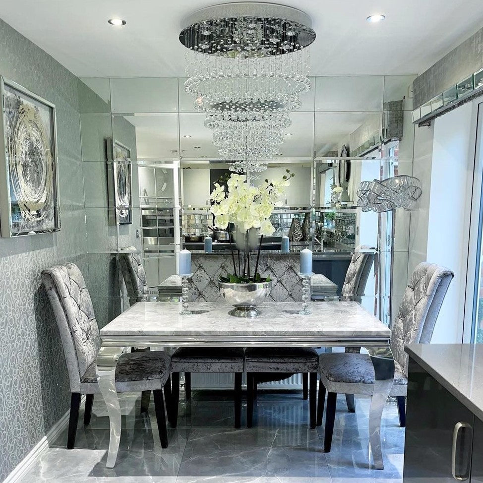 Modern Flush Mount Crystal Raindrop Chandelier for Living / dining Room