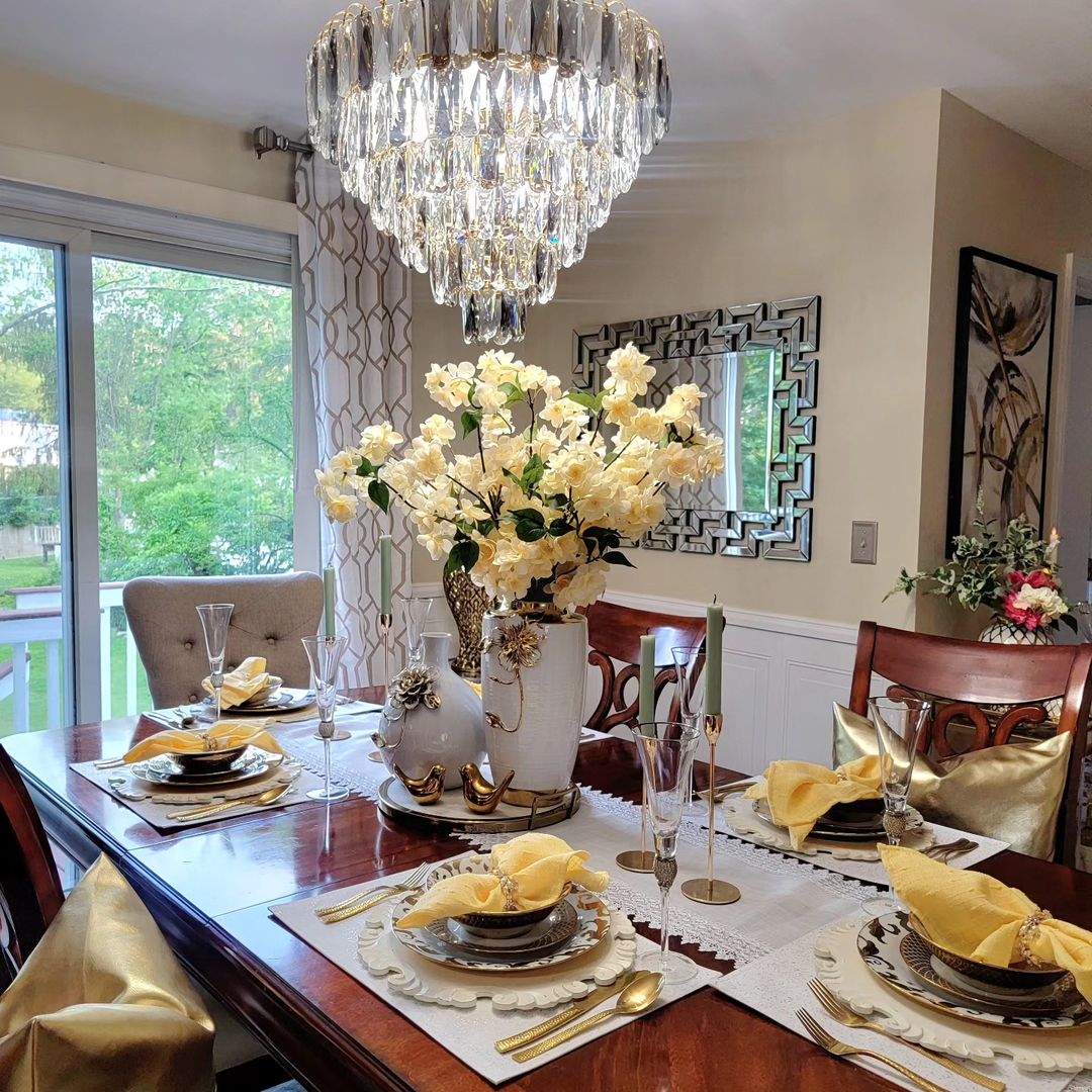 Modern Light Luxury Tiered Crystal Pendant Chandelier for Living / dining Room / bedroom