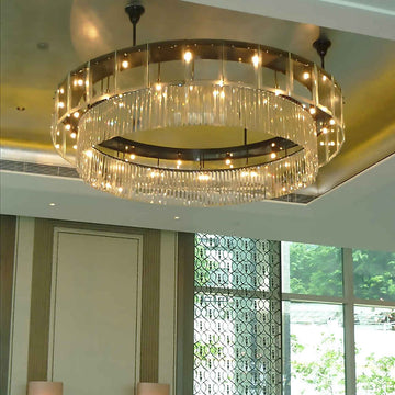 Round Circle Flush Ceiling Crystal Chandeliers