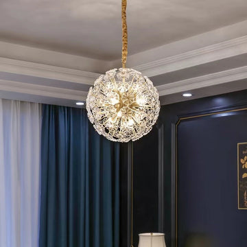 Round Crystal Chandelier Ball Ceiling Lighting for Staircase or Dining Room