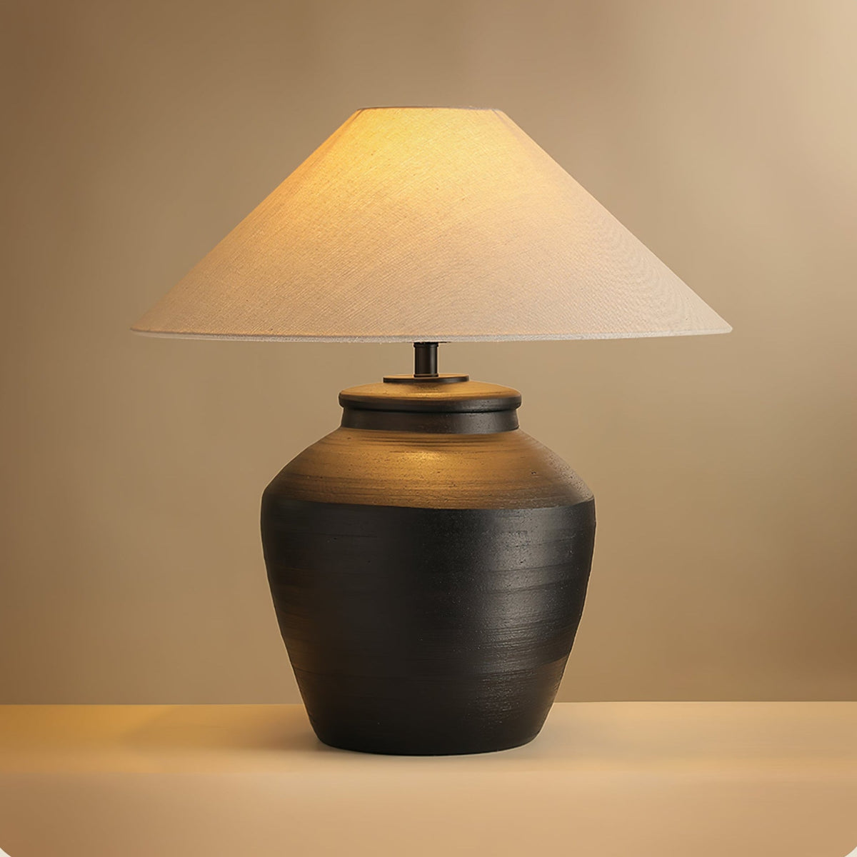 Rustic Black Ceramic Table Lamp