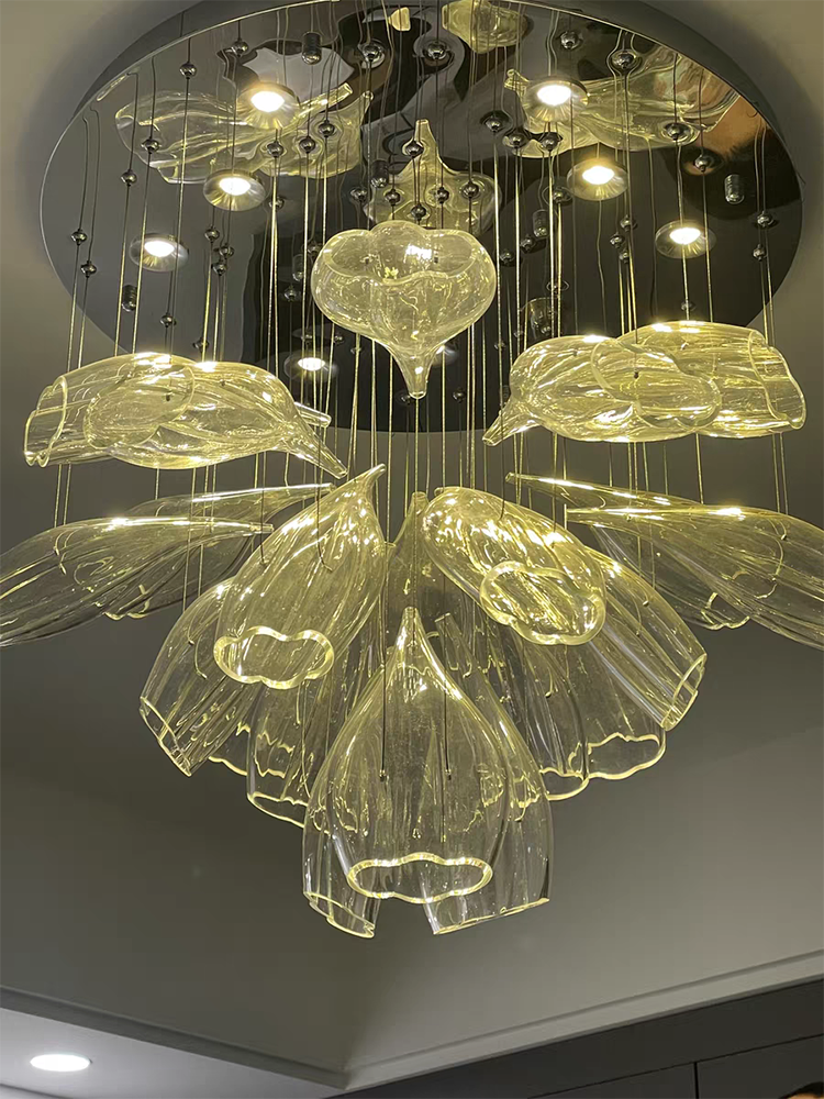 Light Luxury Glass Petal-Shaped Chandelier with Superior Finish