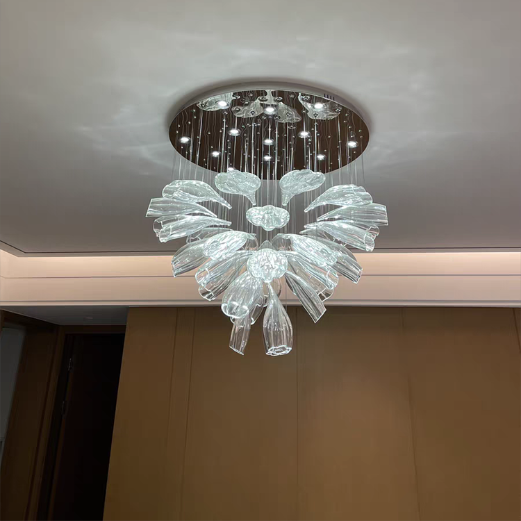 Light Luxury Glass Petal-Shaped Chandelier with Superior Finish