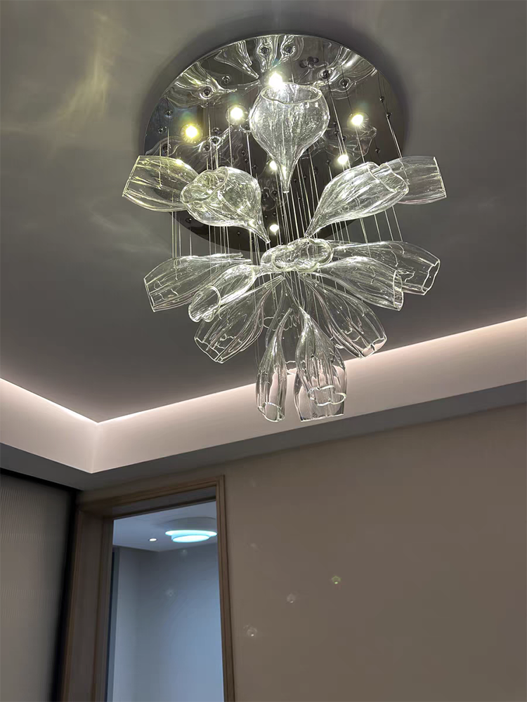 Light Luxury Glass Petal-Shaped Chandelier with Superior Finish