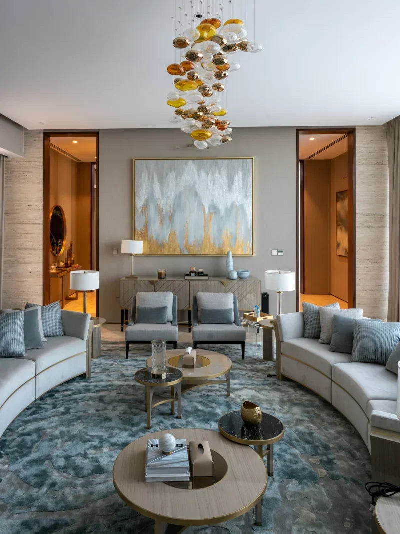 Light Luxury Colorful Glass Floating Chandelier for Living Room