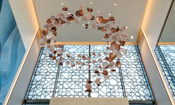 Modern Square Glass Spiral Long Pendant Chandelier