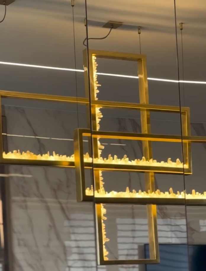 Modern Rectangular Natural Crystal Chandelier for Dining Room / kitchen Island