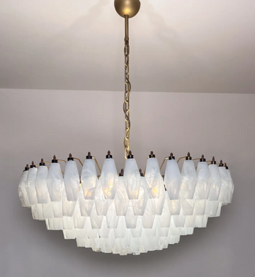 Murano Chandelier – Poliedri – 185 Glass – White Alabaster