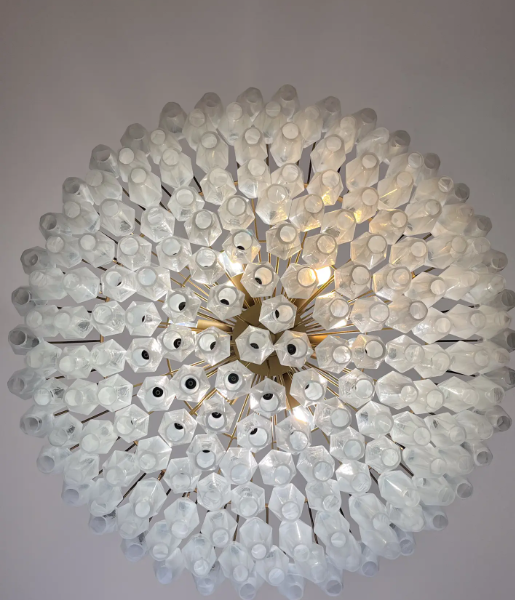 Murano Chandelier – Poliedri – 185 Glass – White Alabaster