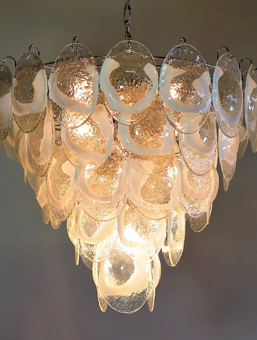 Murano Chandelier – 50 Lattimo Glass – Transparent