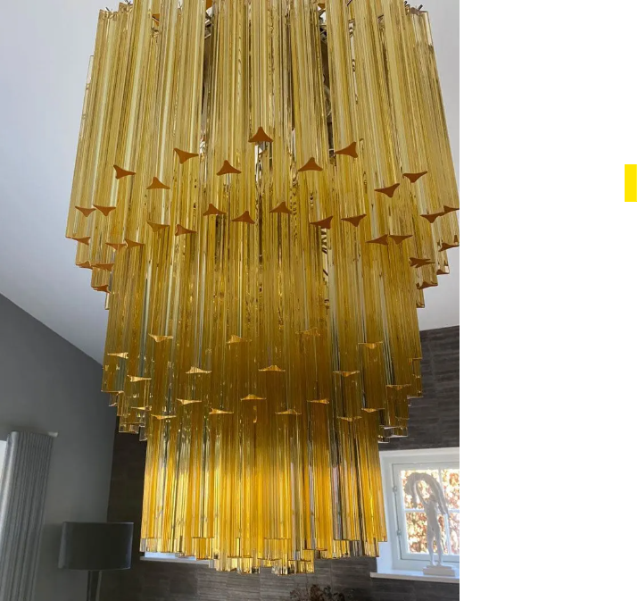 Murano Glass Chandelier – Triedri – 242 Prisms – Amber