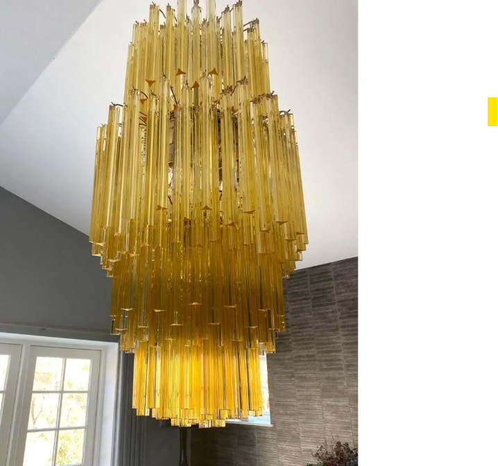 Murano Glass Chandelier – Triedri – 242 Prisms – Amber