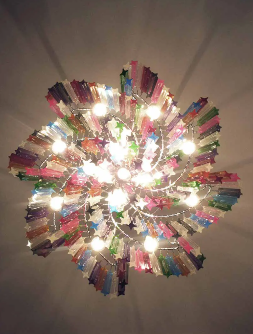 Murano Glass Chandelier – 200 Prisms – Multicolored
