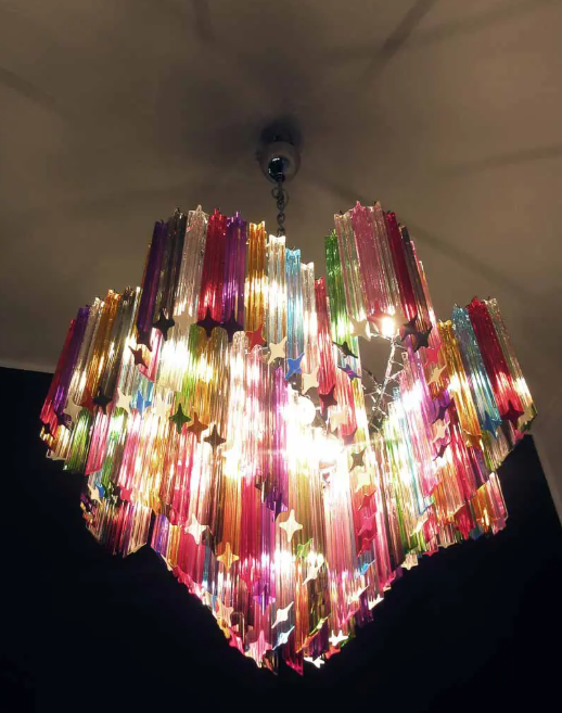Murano Glass Chandelier – 200 Prisms – Multicolored