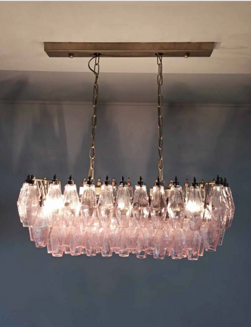 Murano Chandelier – Poliedri – 84 Glasses – Pink