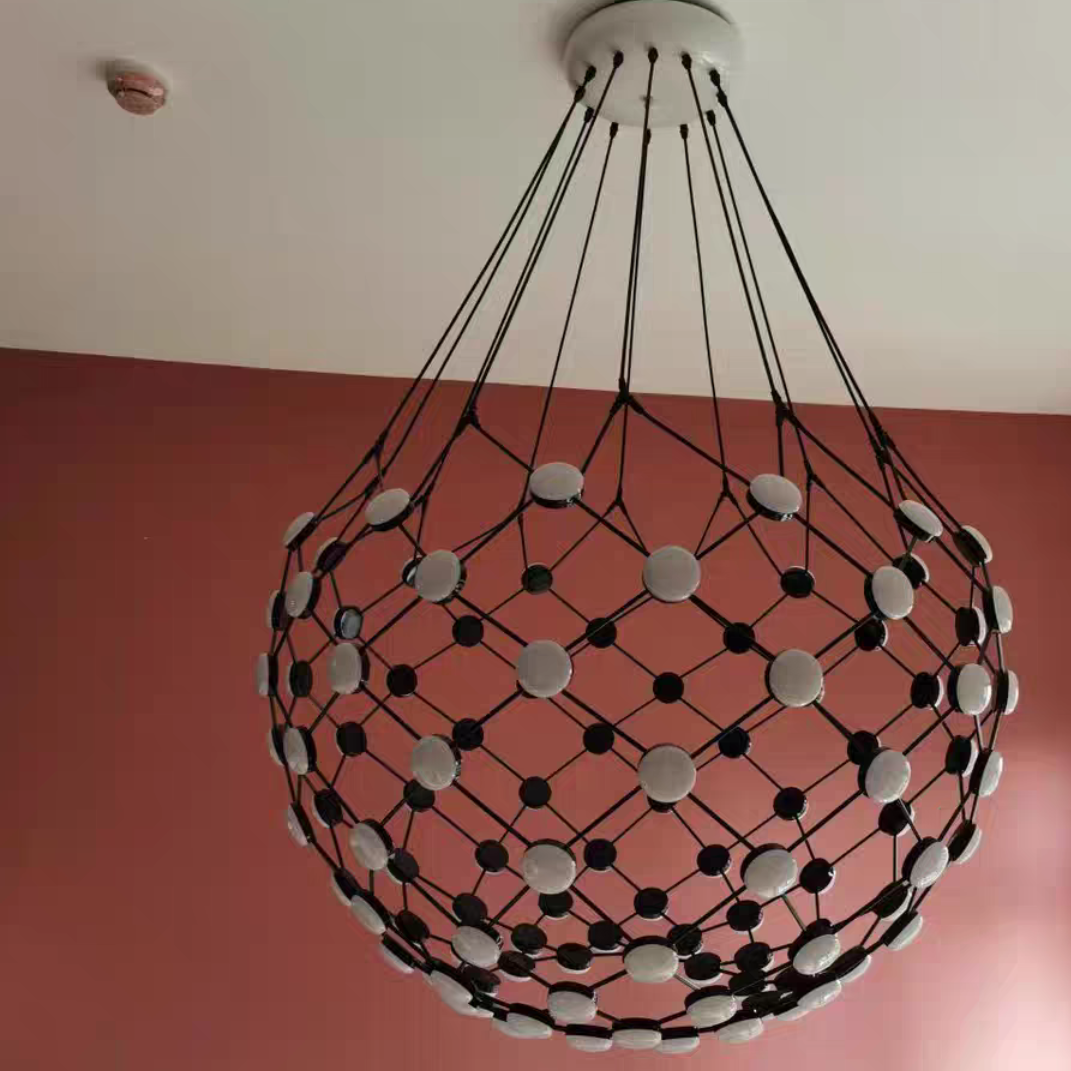 Modern Basket Pendant Chandelier with Acrylic and Metal Finish for Living and Dining Room