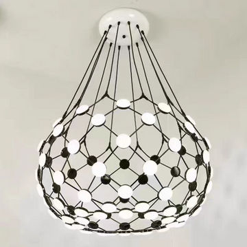 Modern Basket Pendant Chandelier with Acrylic and Metal Finish for Living and Dining Room