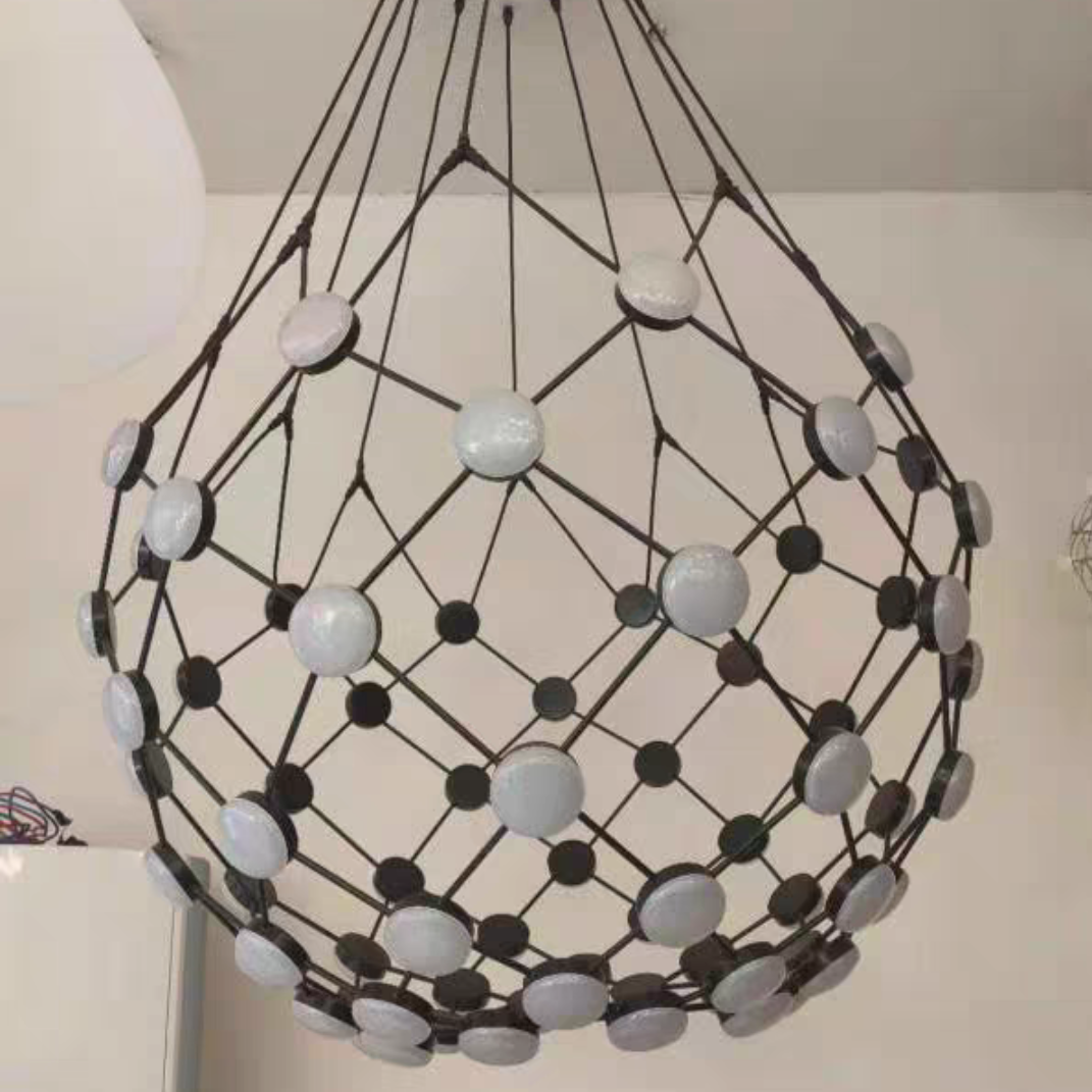 Modern Basket Pendant Chandelier with Acrylic and Metal Finish for Living and Dining Room