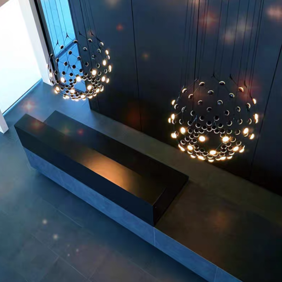Modern Basket Pendant Chandelier with Acrylic and Metal Finish for Living and Dining Room
