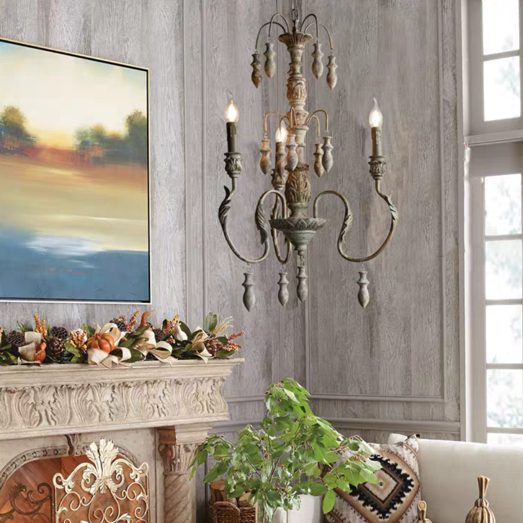 French Vintage Candle Chandelier for Living Room / bedroom
