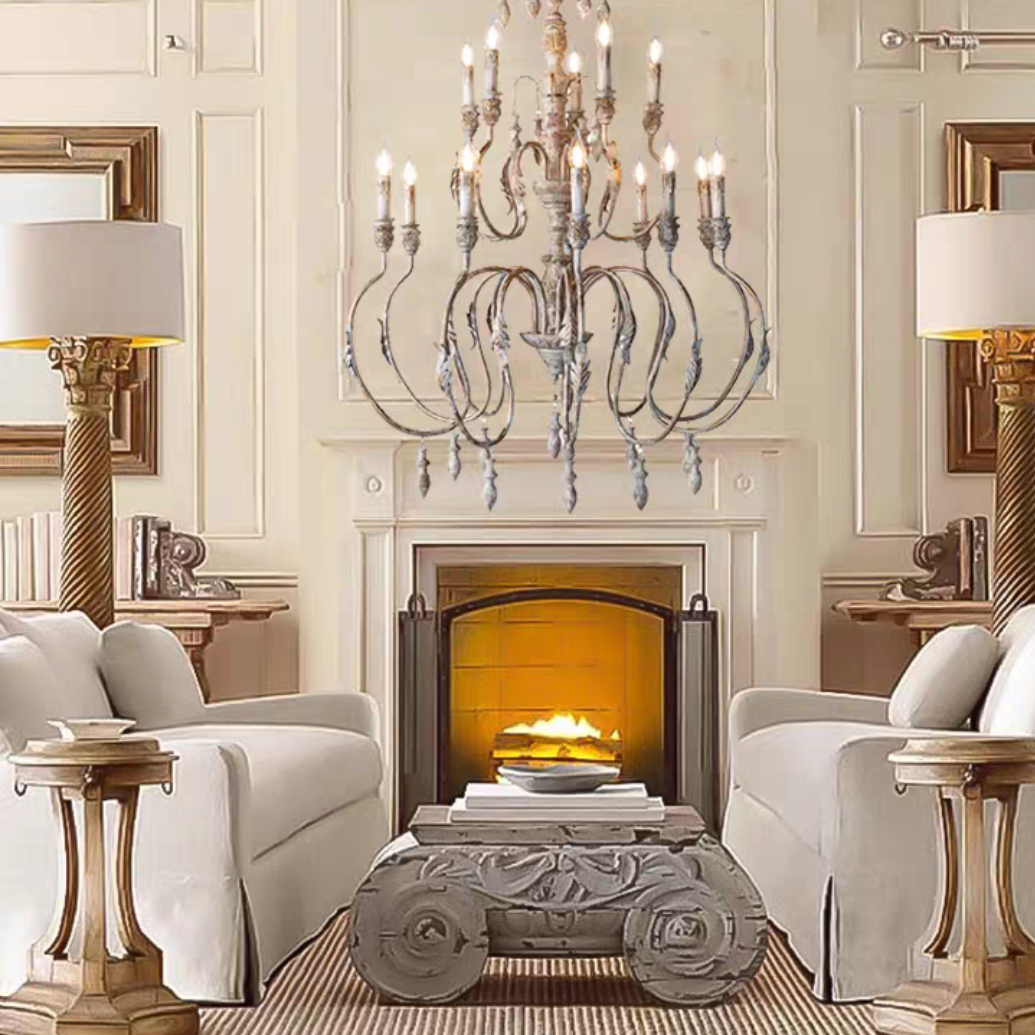 French Vintage Candle Chandelier for Living Room / bedroom