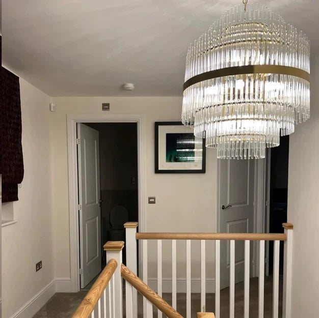 Light Luxury Modern Round Multi-Tiered Crystal Chandelier with Antique Brass Finish and Quality Materials